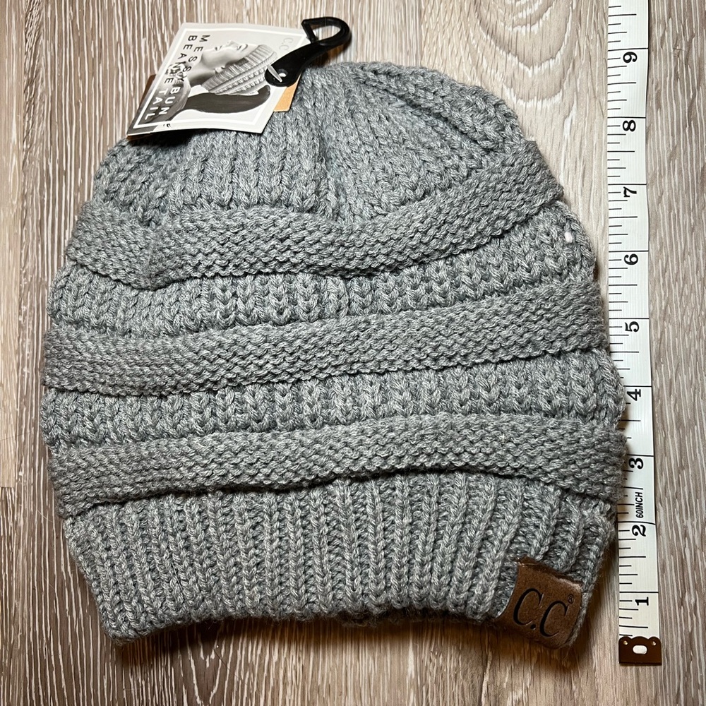 C.C Gray Cable-Knit Winter Hat - Picture 3 of 5